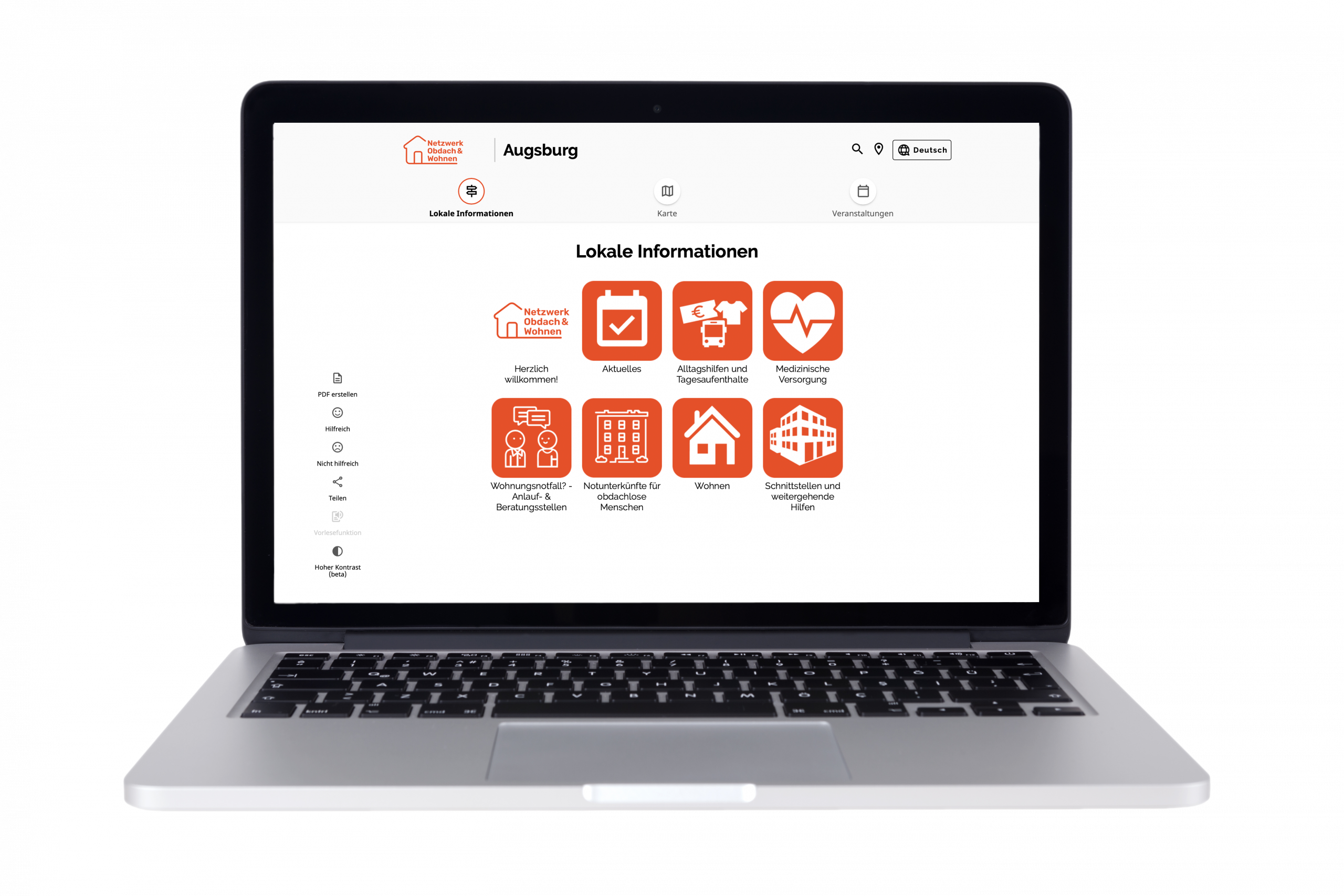 Computer mit geöffneter Website